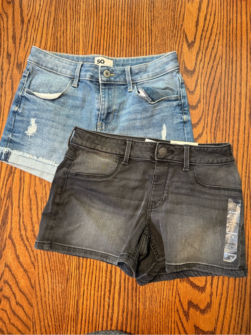 SO Girls Denim Shorts — Light Blue and Black
